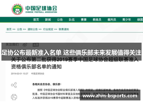 足协公布最新准入名单 这些俱乐部未来发展值得关注 足协公布最新准入名单 这些俱乐部未来发展值得关注